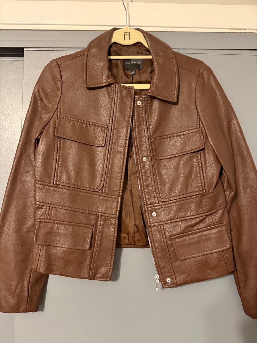 The Limited Brown Leather Utility Jacket